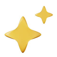 Yellow cartoon glare stars high quality 3D render illustration icon.