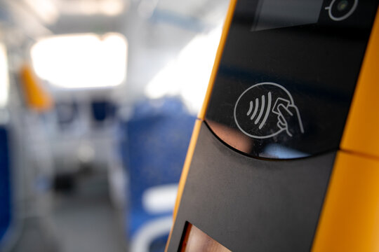 Payment terminal in the bus, non-cash payment for travel in public transport