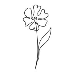 Abstract flower one line drawing. Isolated vector.