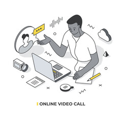 Online Video Call Isometric Scene