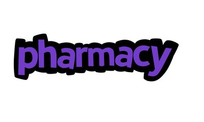 PHARMACY writing graffiti design on white background