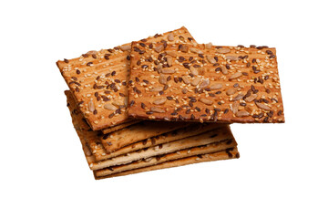 bunch of biscuits with seeds isolated on white background