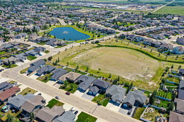 Aerial view of Warman, Saskatchewan on the Canadian Prairies