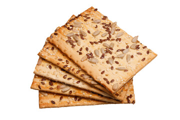 bunch of biscuits with seeds isolated on white background