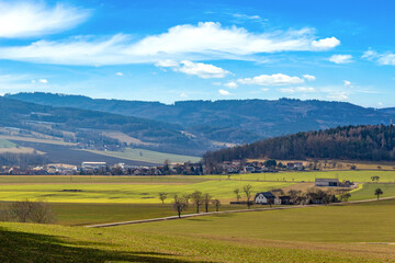 Fototapeta na wymiar Countryside landscape in South Czechia. Early spring.