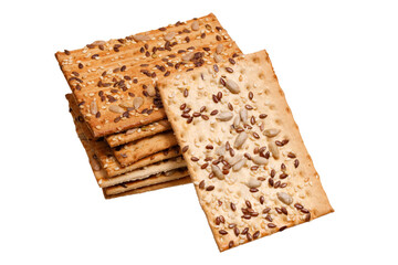 bunch of biscuits with seeds isolated on white background