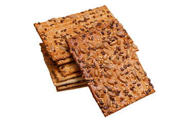 bunch of biscuits with seeds isolated on white background