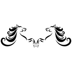 couple in love galloping horses fluffy graceful curly mane jumping romantic relationship friends together playfully valentine's day logo year of the horse © RafaelYulia Nazaryan