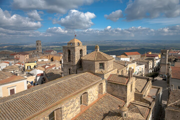 Fototapeta na wymiar Miglionico, Matera. Veduta dall' alto della Parrocchia S. Maria Maggiore 