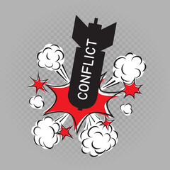 bombing sign symbols war conflict explosion