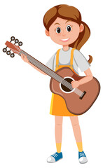 A female musician cartoon character on white background