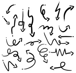 Set of arrows in different directions on white background