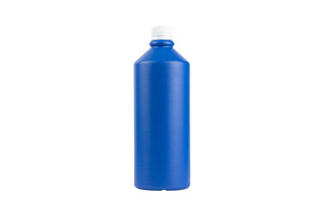 blue bottle with detergent on a white background, isolate