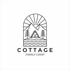 cottage logo line art minimalist vector illustration graphic design