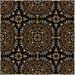 
Gold floral mandala seamless pattern hand drawing illustration.