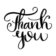 Thank You handwritten inscription. Hand drawn lettering. Calligraphy phrase