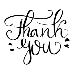 Thank You handwritten inscription. Hand drawn lettering. Calligraphy phrase