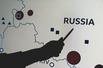 Russia and Ukraine on geopolitics map