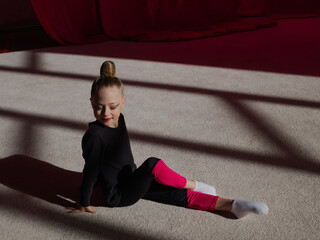 girl in rhythmic gymnastics training