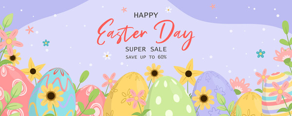 Naklejka premium Easter sale horizontal banner template