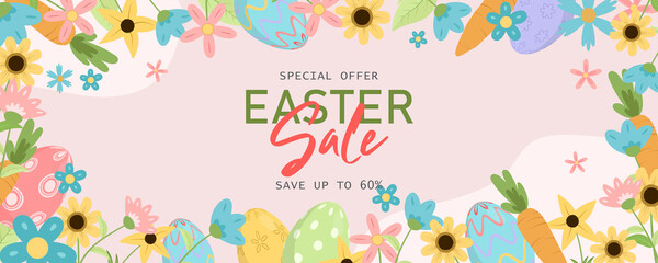 Easter sale horizontal banner template