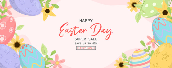 Easter sale horizontal banner template