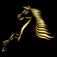 Fototapeta premium playful fiery horse orange and yellow gold color wavy mane logo symbol