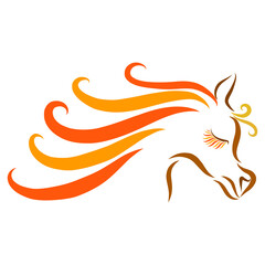 horse head orange and yellow color wavy mane logo symbol © RafaelYulia Nazaryan