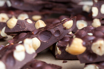 homemade chocolate with lots of cocoa and hazelnuts