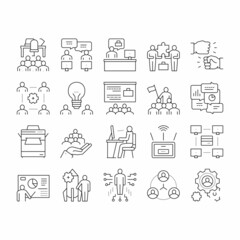 Coworking Service Collection Icons Set Vector .