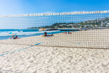 Filet de beach-volley sur plage des Brisants, Saint-Gilles, île de la Réunion 