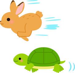 走るウサギとカメ
