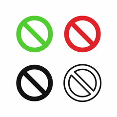 Green,red and black forbidden symbols.