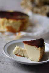 Piece of Pudding on a bowl. Healthy food. homemade food