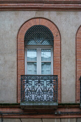 Traditional European buildings facade of glass windows