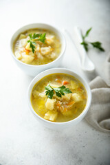 Homemade vegetable soup with millet