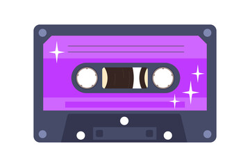 Fototapeta premium Tape music cassette. Vector illustration of a retro audio cassette on a white background. Flat style front side.