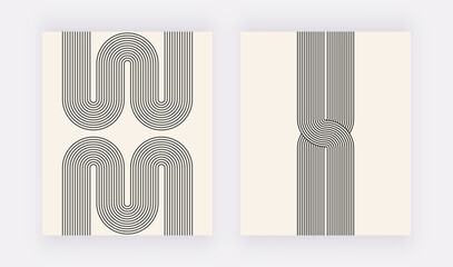 Black lines modern boho wall art prints