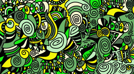 Abstract drawing of black lines painted in different colors.Backgrounds and textures	