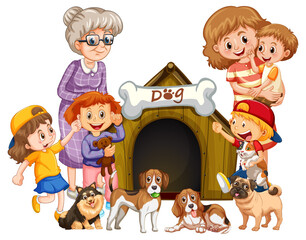 Happy family with their pet