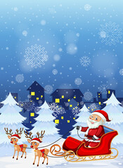Christmas poster design with Santa Claus on sleigh