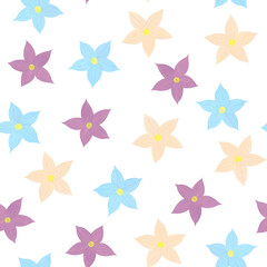 A simple pattern with spring flowers. Pretty delicate flowers on a white background. Watercolor seamless pattern. Il