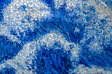 Blue glass art Mosaic background wall