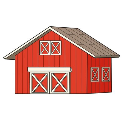 recommend clip art: Wooden big barn color variation for coloring book on white background