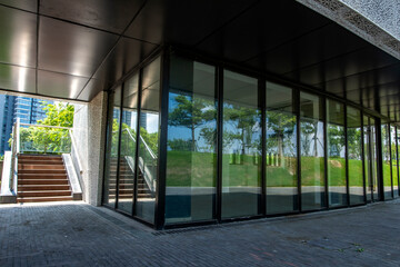 City street commercial shop outdoor glass doors and Windows