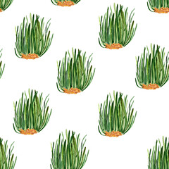 Sprouted wheat watercolor seamless pattern. Template for decorating designs and illustrations.	
