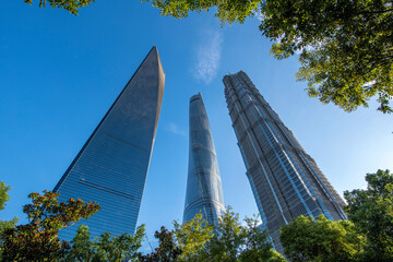 The landmark buildings of lujiazui International Financial Center in Shanghai, China