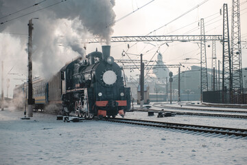 Fototapeta na wymiar old retro steam train close up
