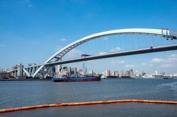The bridge over the Huangpu River in Shanghai, China