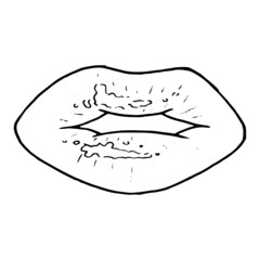 Lips icon. Vector illustration of female lips. Hand drawn.